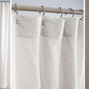 Quince Luxe Organic Waffle Shower Curtain White NEW